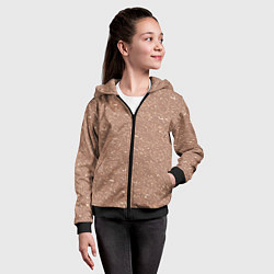 Толстовка на молнии детская Пастельный коричневый текстура, цвет: 3D-черный — фото 2