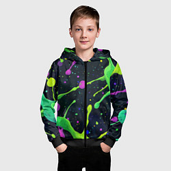 Толстовка на молнии детская Разноцветные кляксы, цвет: 3D-черный — фото 2