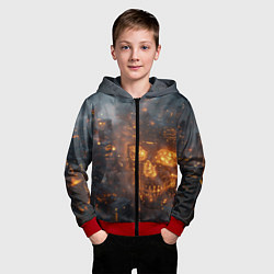 Толстовка на молнии детская Череп - огонь, цвет: 3D-красный — фото 2