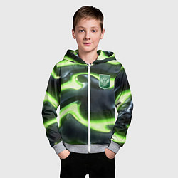 Толстовка на молнии детская Зеленый неоновый камуфляж, цвет: 3D-меланж — фото 2