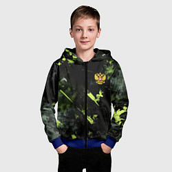 Толстовка на молнии детская Зеленая краска в виде камуфляжа, цвет: 3D-синий — фото 2