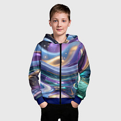 Толстовка на молнии детская Космическая краска, цвет: 3D-синий — фото 2