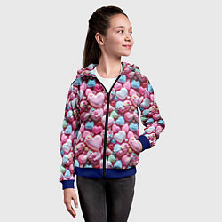 Толстовка на молнии детская Карамельные сердечки, цвет: 3D-синий — фото 2