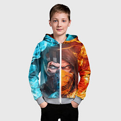Толстовка на молнии детская Mortal Kombat - Саб-зиро и Скорпион, цвет: 3D-меланж — фото 2