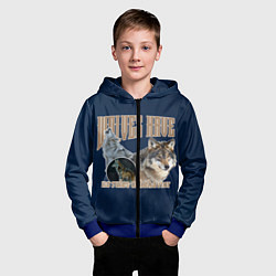 Толстовка на молнии детская Волки в ночи, цвет: 3D-синий — фото 2
