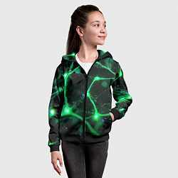 Толстовка на молнии детская Зеленый нейроны, цвет: 3D-черный — фото 2