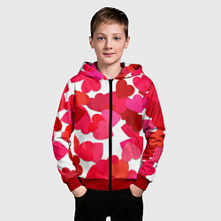 Толстовка на молнии детская Сердца россыпь, цвет: 3D-красный — фото 2
