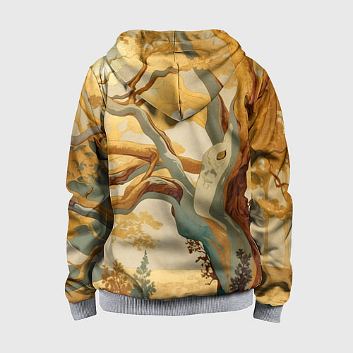 Детская толстовка на молнии Дерево в японском стиле / 3D-Меланж – фото 2