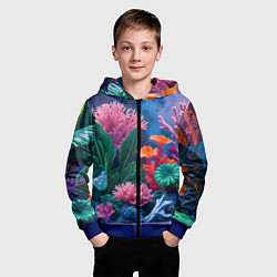 Толстовка на молнии детская Подводные кораллы, цвет: 3D-синий — фото 2