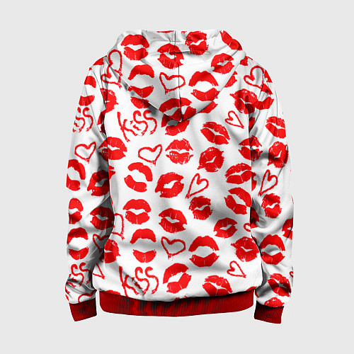 Детская толстовка на молнии Губы и сердца / 3D-Красный – фото 2