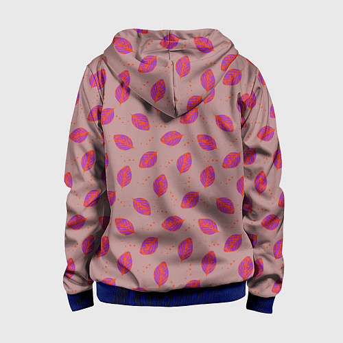 Детская толстовка на молнии Узор из пурпурных листьев / 3D-Синий – фото 2