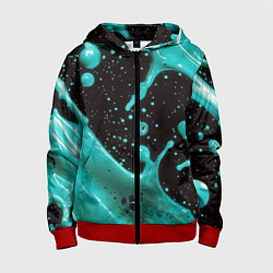 Толстовка на молнии детская Голубая краска и капли, цвет: 3D-красный