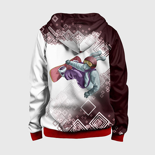 Детская толстовка на молнии Снуоборд / 3D-Красный – фото 2