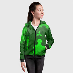 Толстовка на молнии детская Mitsubishi - green gradient вертикально, цвет: 3D-черный — фото 2