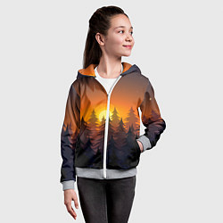 Толстовка на молнии детская Лес - ночь, цвет: 3D-меланж — фото 2