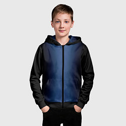 Толстовка на молнии детская Чёрно-синий градиент по центру текстура, цвет: 3D-черный — фото 2