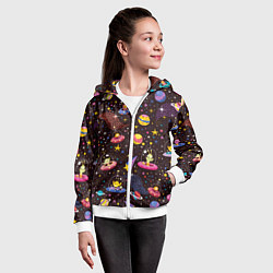 Толстовка на молнии детская Мультяшные космические обитатели, цвет: 3D-белый — фото 2