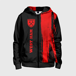 Детская толстовка на молнии West Ham - red gradient по-вертикали
