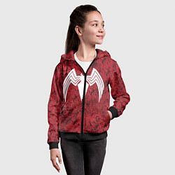 Толстовка на молнии детская Знак венома на красном, цвет: 3D-черный — фото 2