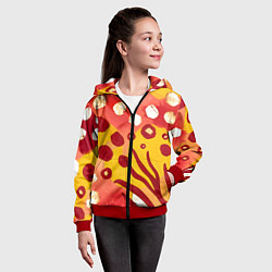 Толстовка на молнии детская Африканский паттерн, цвет: 3D-красный — фото 2