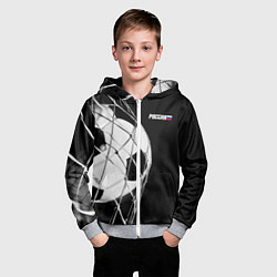 Толстовка на молнии детская Футбольный мяч в сетке ворот, цвет: 3D-меланж — фото 2