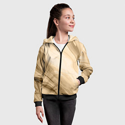 Толстовка на молнии детская Светлый коричневый текстура камень мрамор, цвет: 3D-черный — фото 2