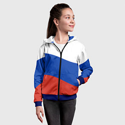 Толстовка на молнии детская Флаг России волной, цвет: 3D-синий — фото 2