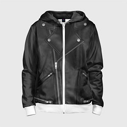 Толстовка на молнии детская Кожаная куртка косуха, цвет: 3D-белый