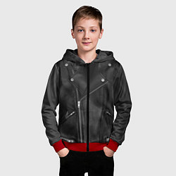 Толстовка на молнии детская Кожаная куртка косуха, цвет: 3D-красный — фото 2