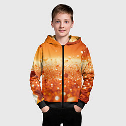 Толстовка на молнии детская Оранжевые блестящие частицы текстура, цвет: 3D-черный — фото 2