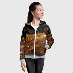 Толстовка на молнии детская Золотистые крупицы на черном, цвет: 3D-меланж — фото 2