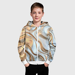 Толстовка на молнии детская Жидкое белое золото, цвет: 3D-белый — фото 2