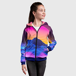 Толстовка на молнии детская Неоновый закат, цвет: 3D-синий — фото 2