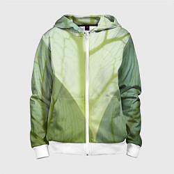 Толстовка на молнии детская Макро съемка листа, цвет: 3D-белый