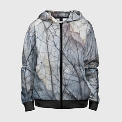 Толстовка на молнии детская Прожилки листьев, цвет: 3D-черный