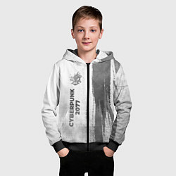 Толстовка на молнии детская Cyberpunk 2077 - white gradient по-вертикали, цвет: 3D-черный — фото 2