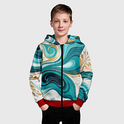 Толстовка на молнии детская Бирюза и золото, цвет: 3D-красный — фото 2