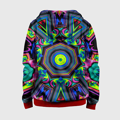 Детская толстовка на молнии Оптический узор неоновые краски / 3D-Красный – фото 2