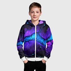 Толстовка на молнии детская Синяя звездная полоса в плите текстура, цвет: 3D-белый — фото 2