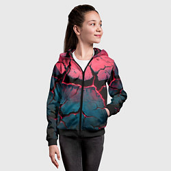 Толстовка на молнии детская Объемные разломы текстура, цвет: 3D-черный — фото 2