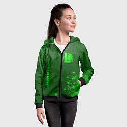 Толстовка на молнии детская League of Legends - green gradient вертикально, цвет: 3D-черный — фото 2