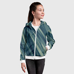 Толстовка на молнии детская Зеленовато-синий полосы, цвет: 3D-белый — фото 2