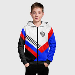 Толстовка на молнии детская Герб России - минимализм, цвет: 3D-черный — фото 2