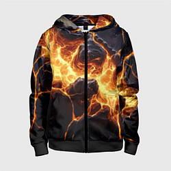Толстовка на молнии детская Золотая лава текстура, цвет: 3D-черный