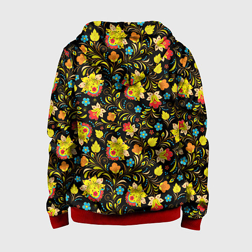 Детская толстовка на молнии Хохлома цветы / 3D-Красный – фото 2