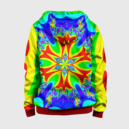Детская толстовка на молнии Неоновая психоделика узор / 3D-Красный – фото 2