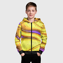 Толстовка на молнии детская Золотые волны с фиолетовым свечением, цвет: 3D-черный — фото 2