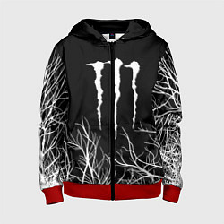 Толстовка на молнии детская Monster energy лес, цвет: 3D-красный