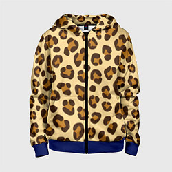 Толстовка на молнии детская Паттерн с пятнами леопарда, цвет: 3D-синий