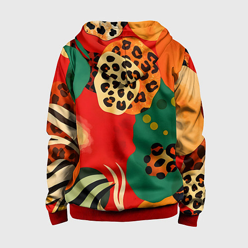 Детская толстовка на молнии Анималистичный африканский паттерн / 3D-Красный – фото 2